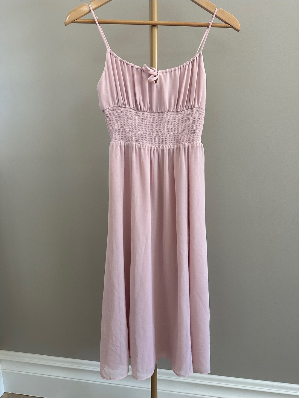 Wilfred by Aritzia Pink Smocked Maxi Dress – XS
